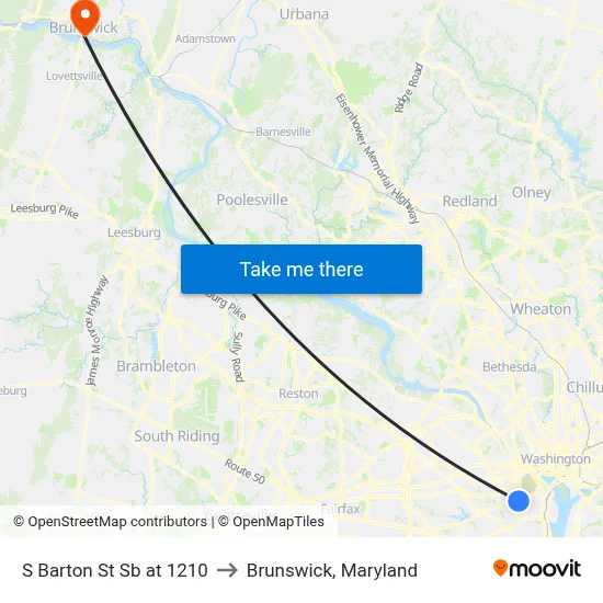 S Barton St Sb at 1210 to Brunswick, Maryland map
