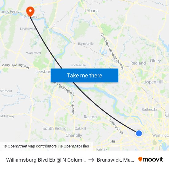 Williamsburg Blvd Eb @ N Columbus St Ns to Brunswick, Maryland map