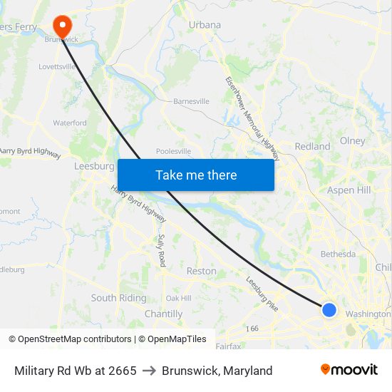 Military Rd Wb at 2665 to Brunswick, Maryland map