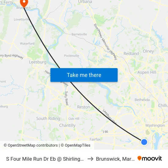 S Four Mile Run Dr Eb @ Shirlington Rd Ns to Brunswick, Maryland map