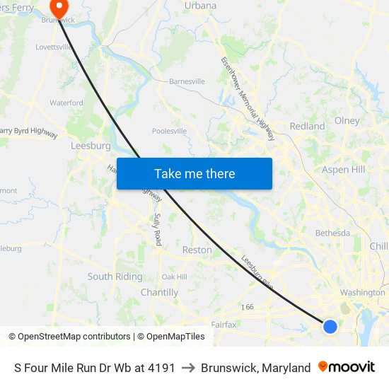 S Four Mile Run Dr Wb at 4191 to Brunswick, Maryland map