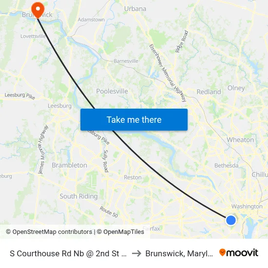 S Courthouse Rd Nb @ 2nd St S Ns to Brunswick, Maryland map