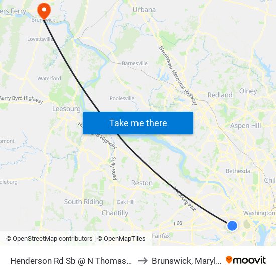 Henderson Rd Sb @ N Thomas St FS to Brunswick, Maryland map