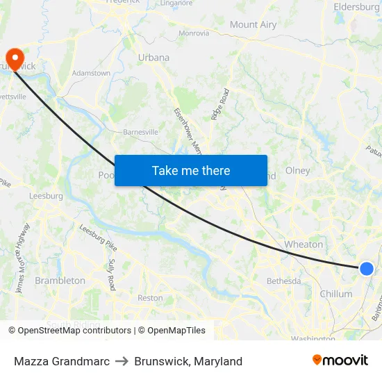 Mazza Grandmarc to Brunswick, Maryland map