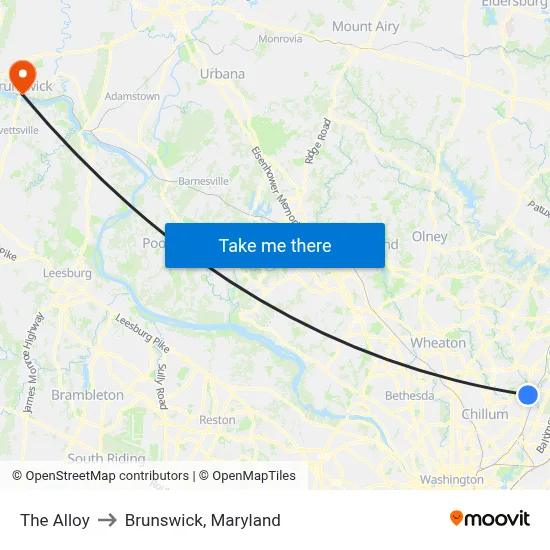 The Alloy to Brunswick, Maryland map