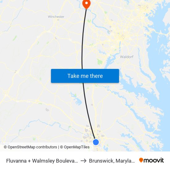 Fluvanna + Walmsley Boulevard to Brunswick, Maryland map