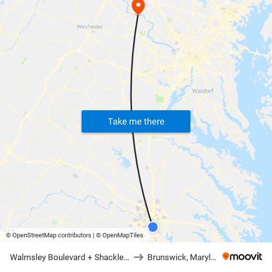 Walmsley Boulevard + Shackleford to Brunswick, Maryland map