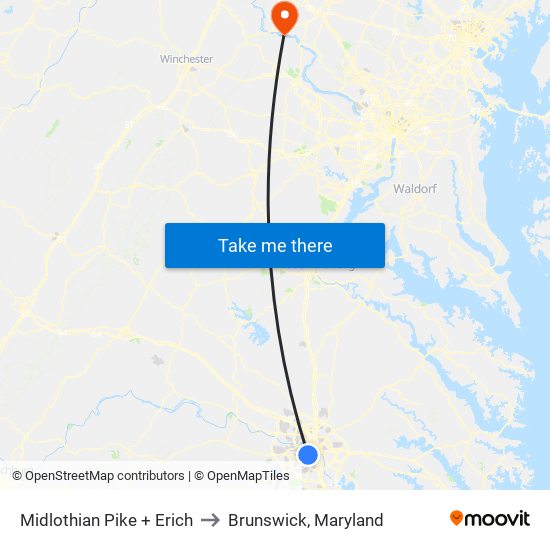 Midlothian Pike + Erich to Brunswick, Maryland map