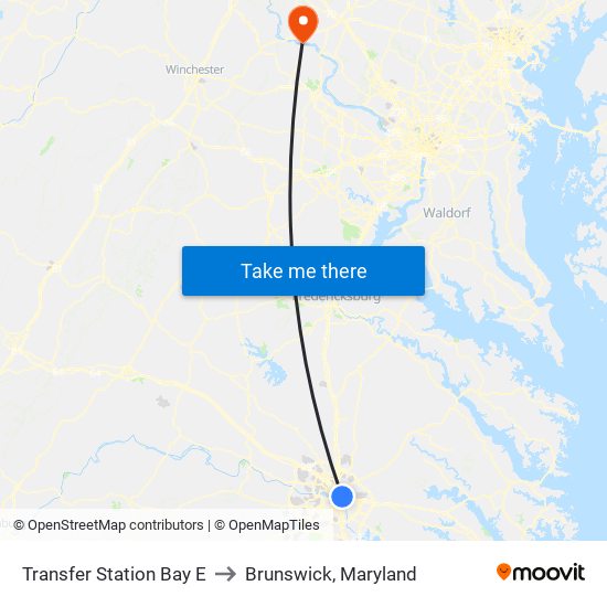 Transfer Station Bay E to Brunswick, Maryland map
