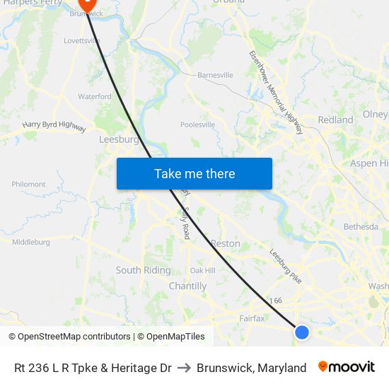 Rt 236 L R Tpke & Heritage Dr to Brunswick, Maryland map