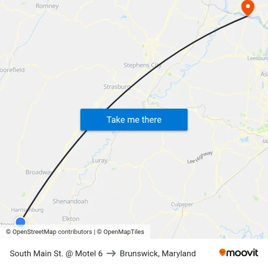 South Main St. @ Motel 6 to Brunswick, Maryland map