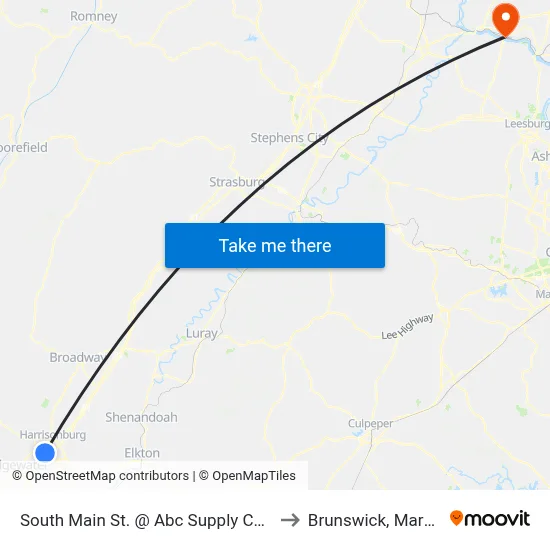 South Main St. @ Abc Supply Company to Brunswick, Maryland map