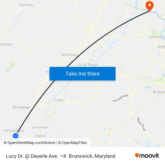 Lucy Dr. @ Deyerle Ave. to Brunswick, Maryland map