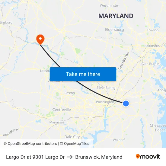 Largo Dr at 9301 Largo Dr to Brunswick, Maryland map