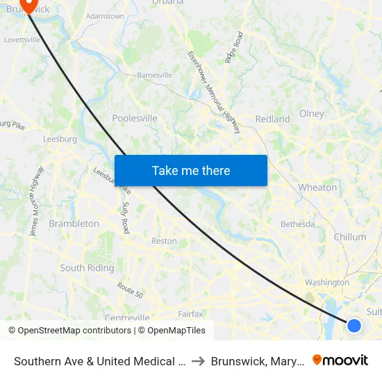 Southern Ave & United Medical Cente to Brunswick, Maryland map