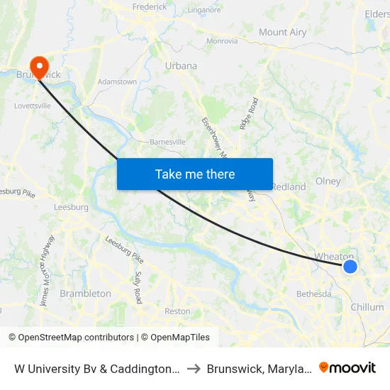 W University Bv & Caddington Av to Brunswick, Maryland map
