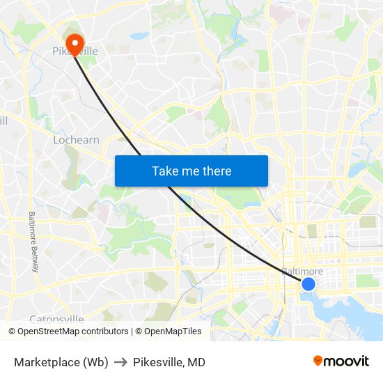 Marketplace (Wb) to Pikesville, MD map