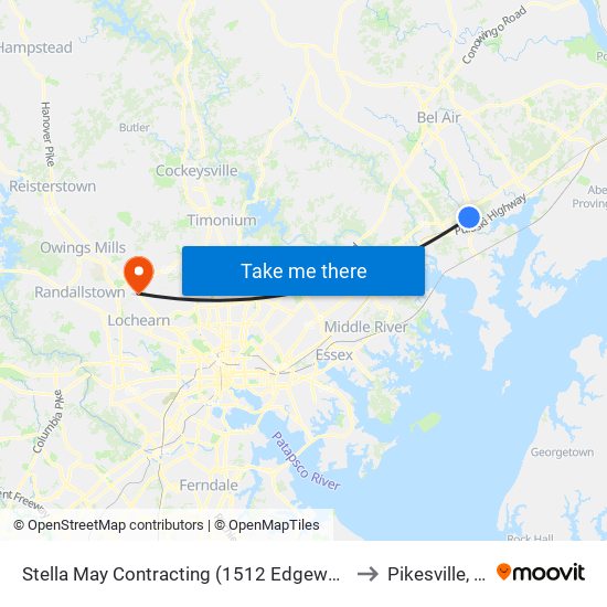 Stella May Contracting (1512 Edgewood Rd) to Pikesville, MD map