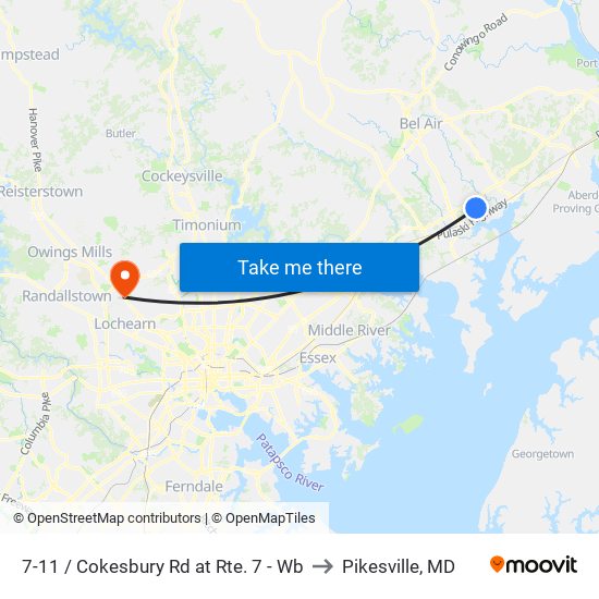 7-11 / Cokesbury Rd at Rte. 7 - Wb to Pikesville, MD map