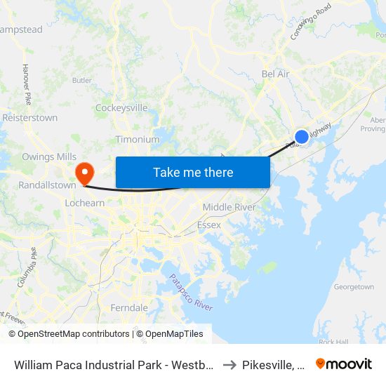 William Paca Industrial Park - Westbound to Pikesville, MD map