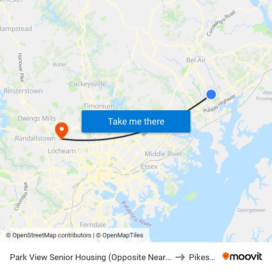 Park View Senior Housing  (Opposite Near Box Hill S Pwky & Merchant Blvd) to Pikesville, MD map