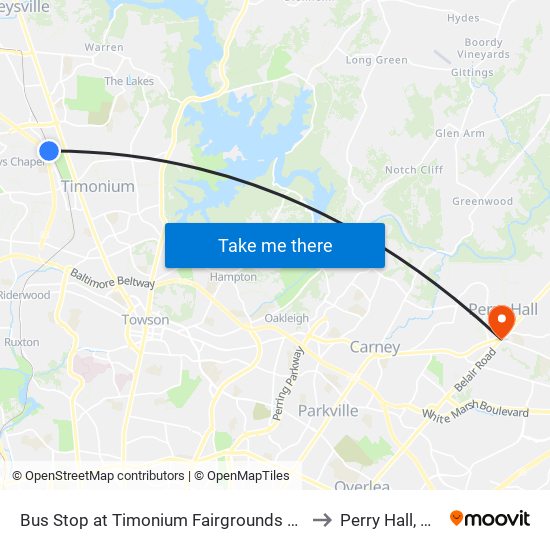 Bus Stop at Timonium Fairgrounds Light Rail Station Sb to Perry Hall, Maryland map