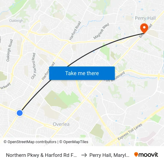 Northern Pkwy & Harford Rd FS Eb to Perry Hall, Maryland map