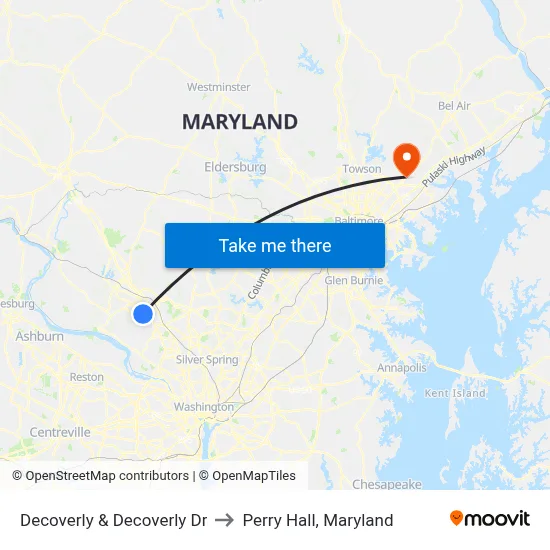 Decoverly & Decoverly Dr to Perry Hall, Maryland map