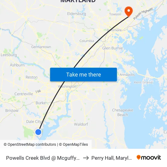 Powells Creek Blvd @ Mcguffys Trl to Perry Hall, Maryland map