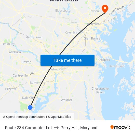 Route 234 Commuter Lot Bus Bay to Perry Hall, Maryland map