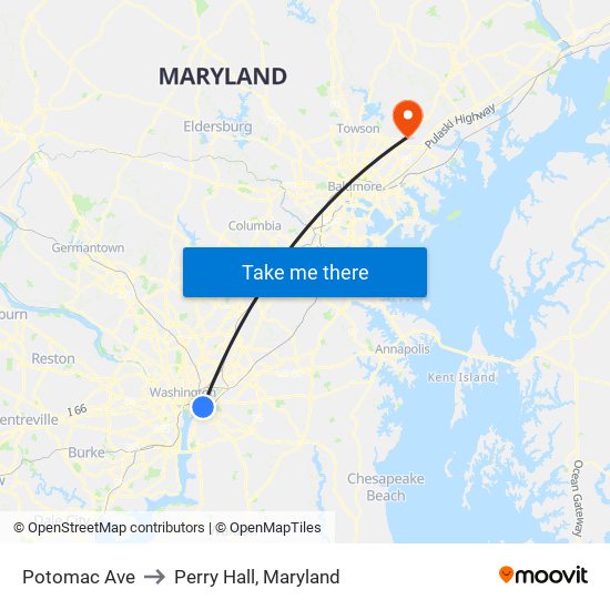 Potomac Ave to Perry Hall, Maryland map