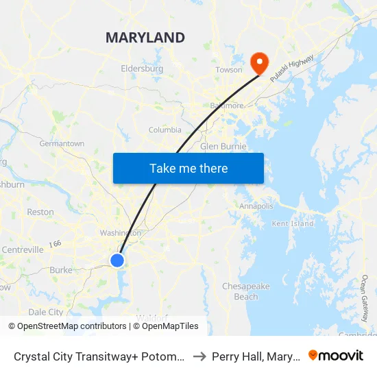Crystal City Transitway+ Potomac Ave to Perry Hall, Maryland map