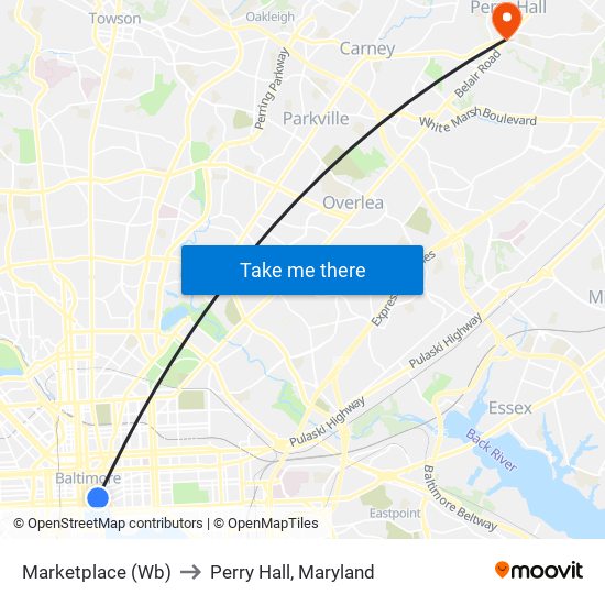 Marketplace (Wb) to Perry Hall, Maryland map