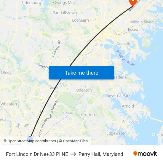 Fort Lincoln Dr Ne+33 Pl NE to Perry Hall, Maryland map