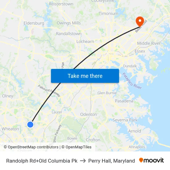 Randolph Rd+Old Columbia Pk to Perry Hall, Maryland map