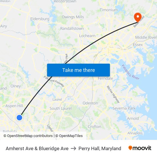 Amherst Ave & Blueridge Ave to Perry Hall, Maryland map