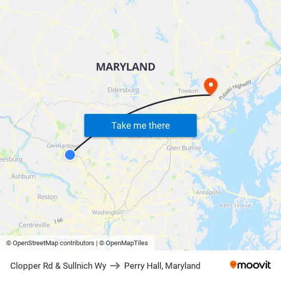 Clopper Rd & Sullnich Wy to Perry Hall, Maryland map