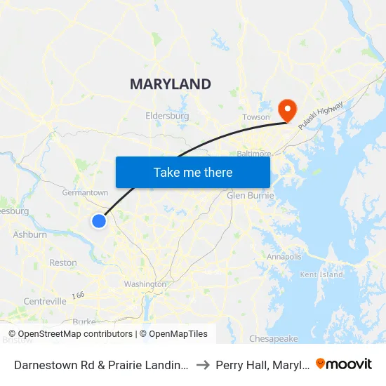 Darnestown Rd & Prairie Landing Way to Perry Hall, Maryland map