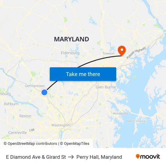 E Diamond Ave & Girard St to Perry Hall, Maryland map