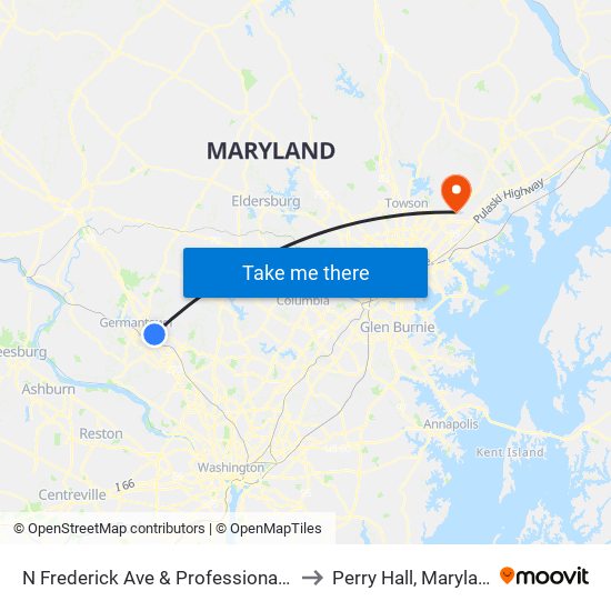 N Frederick Ave & Professional Dr to Perry Hall, Maryland map