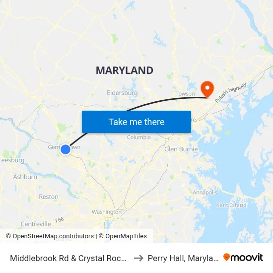 Middlebrook Rd & Crystal Rock Dr to Perry Hall, Maryland map