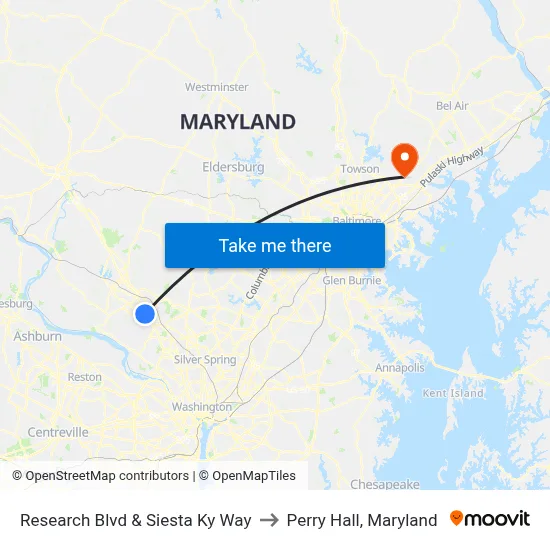 Research Blvd & Siesta Ky Way to Perry Hall, Maryland map