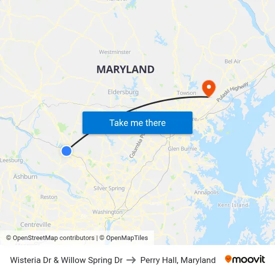 Wisteria Dr & Willow Spring Dr to Perry Hall, Maryland map