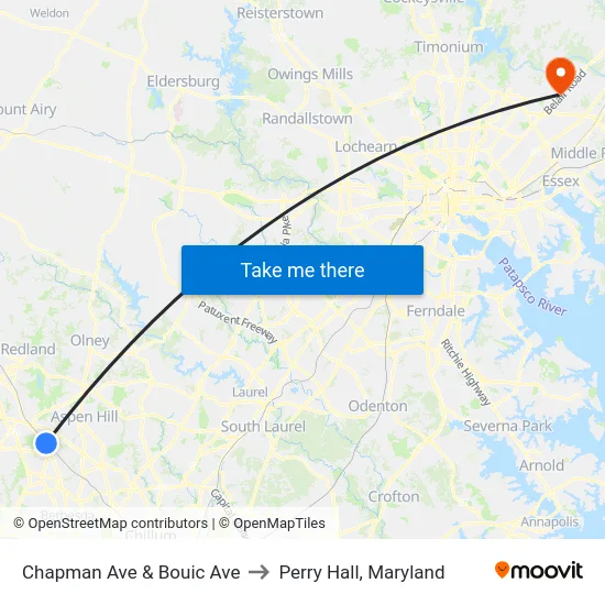 Chapman Ave & Bouic Ave to Perry Hall, Maryland map