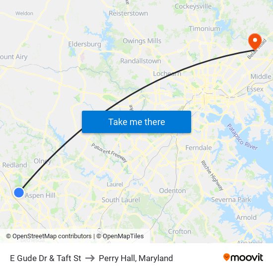 E Gude Dr & Taft St to Perry Hall, Maryland map