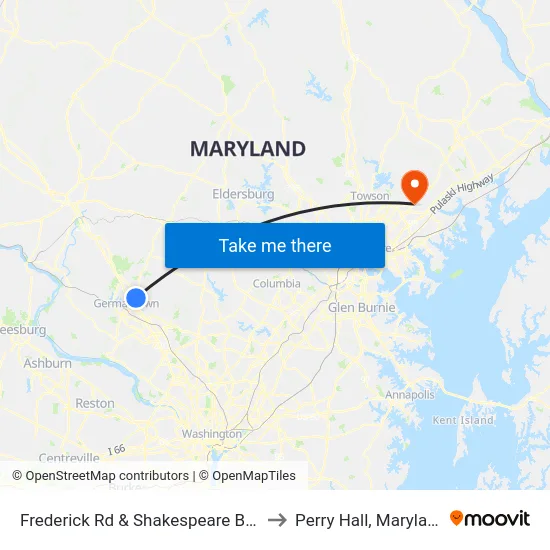 Frederick Rd & Shakespeare Blvd to Perry Hall, Maryland map