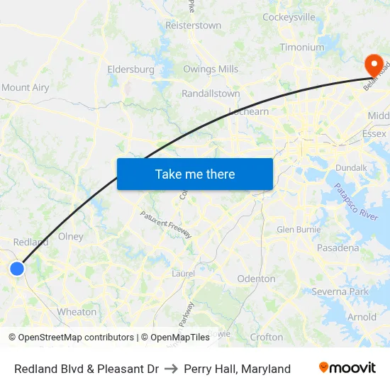 Redland Blvd & Pleasant Dr to Perry Hall, Maryland map