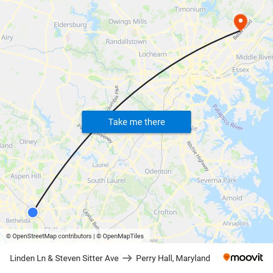 Linden Ln & Steven Sitter Ave to Perry Hall, Maryland map