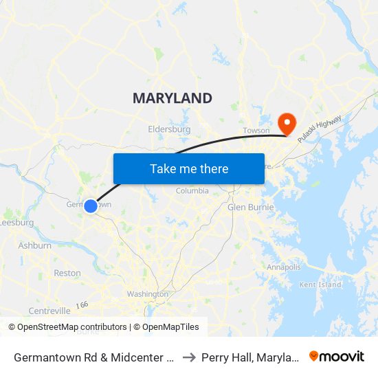 Germantown Rd & Midcenter Ct to Perry Hall, Maryland map