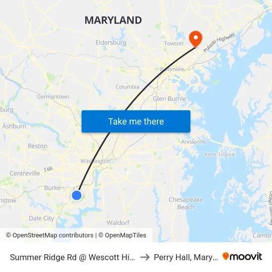 Summer Ridge Rd @ Wescott Hills Way to Perry Hall, Maryland map